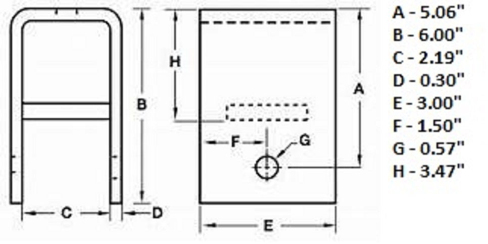 HG-15854-R hanger dimensional diagram used for HG-15854-R-LOTOF2 pair listing